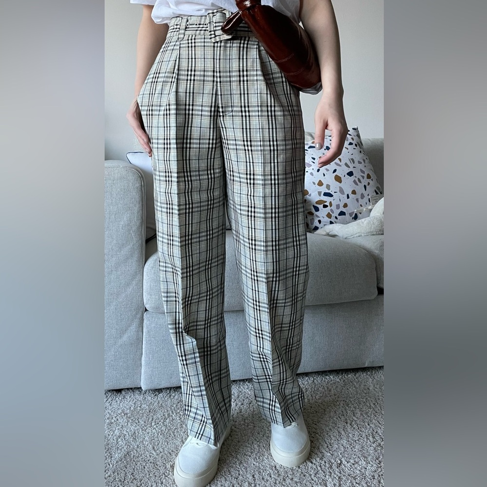 Petite Studio NYC Plaid Pants with Matching Belt
